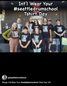 teachers + students wearing #seattledrumschool tshirts